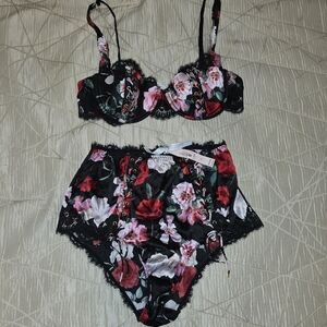 Victoria’s Secret ATELIER Floral Corset Bra & High-Waist Panty Set 36C L NWT